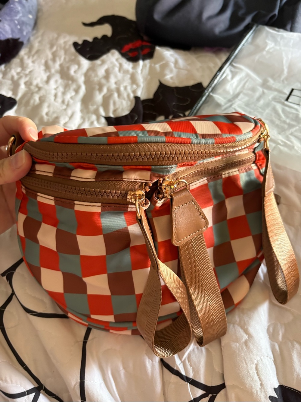 Emmefy Checkerboard mini bum bag